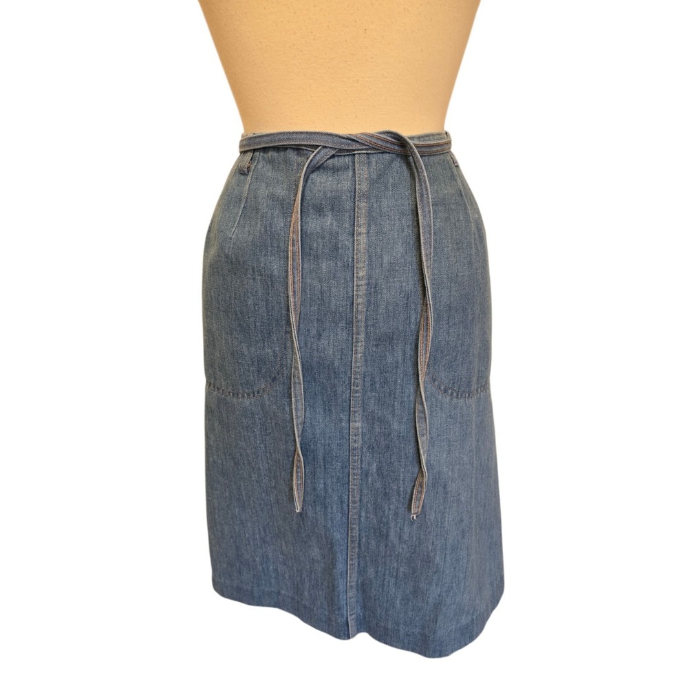 Womens 70s Vintage Denim Wrap Around Skirt by Koret City Blues‎